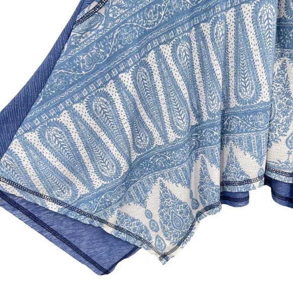 EASEL - Boho Sharktail Tank Mini Dress in Blue with Paisley - Size Small - Picture 4 of 8